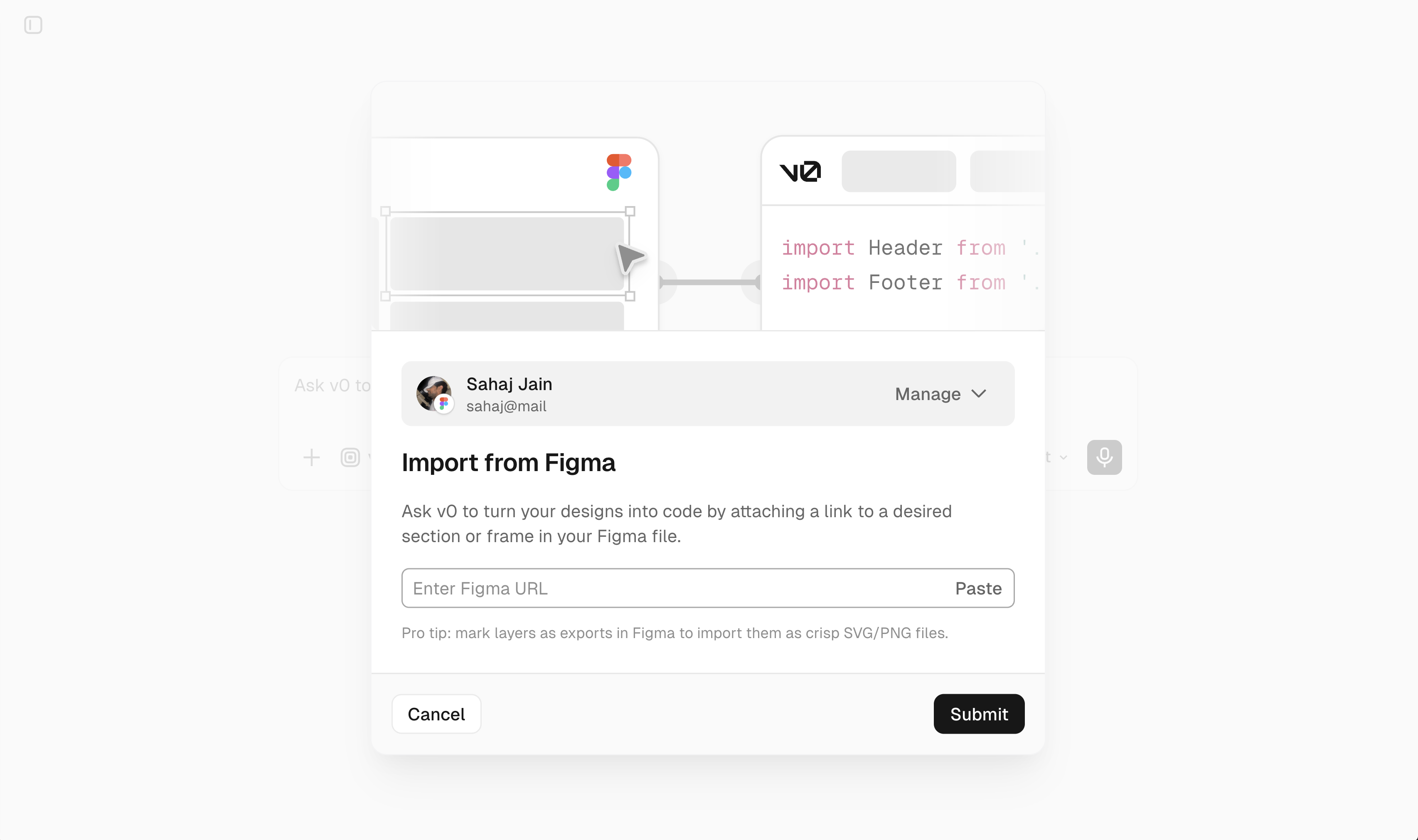 Import from Figma dialog