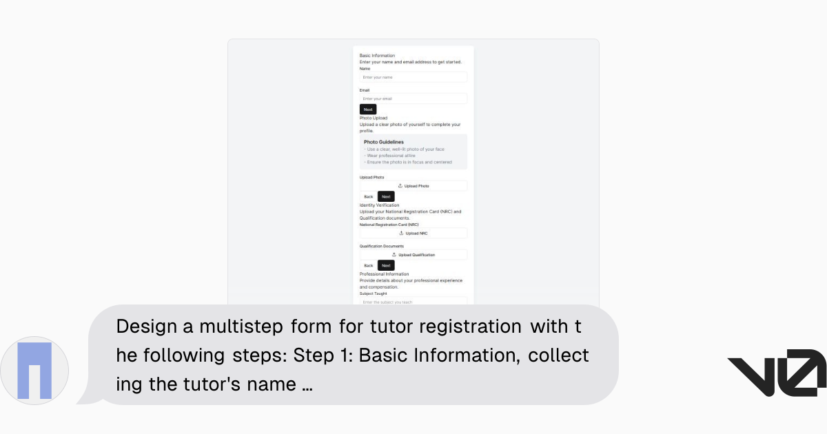 Design a multistep form for tutor registration with the following steps ...