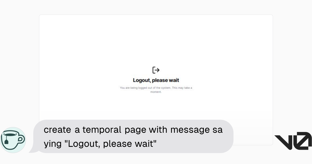 create a temporal page with message saying 