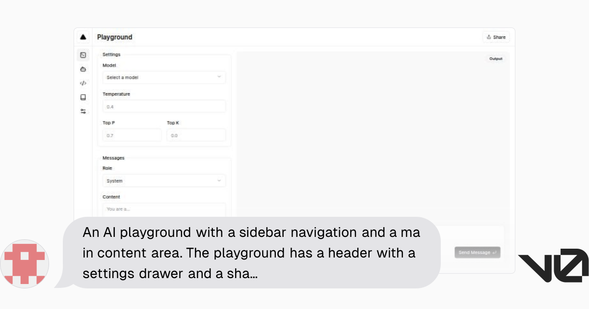 An AI playground with a sidebar navigation and a main content area. The ...