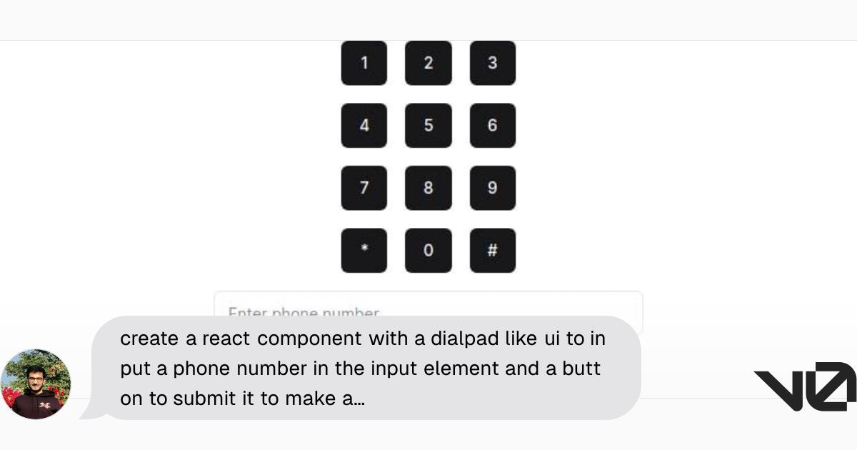 create a react component with a dialpad like ui to input a phone number ...
