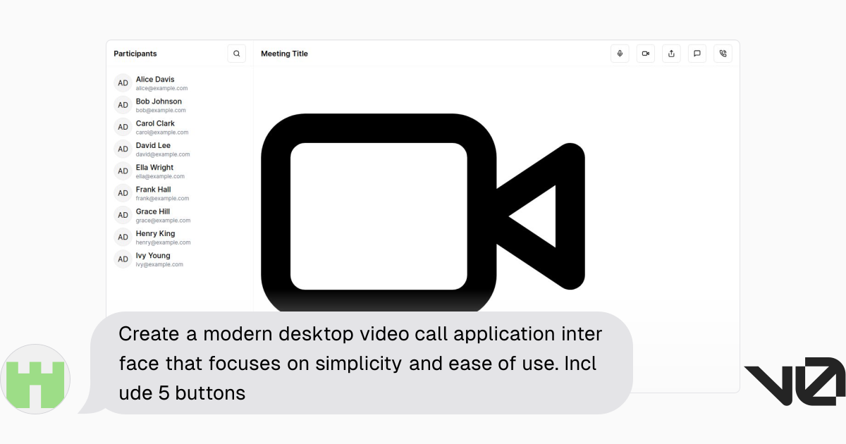 Create a modern desktop video call application interface that focuses ...