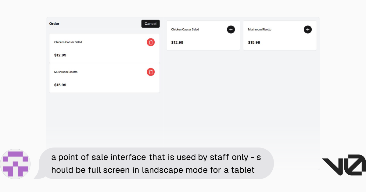 a point of sale interface that is used by staff only - should be full ...