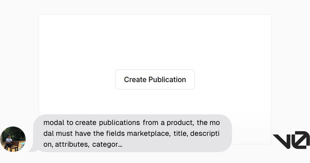 modal to create publications from a product, the modal must have the ...