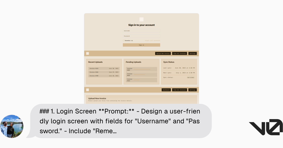 1. Login Screen **Prompt:** - Design a user-friendly login screen with ...