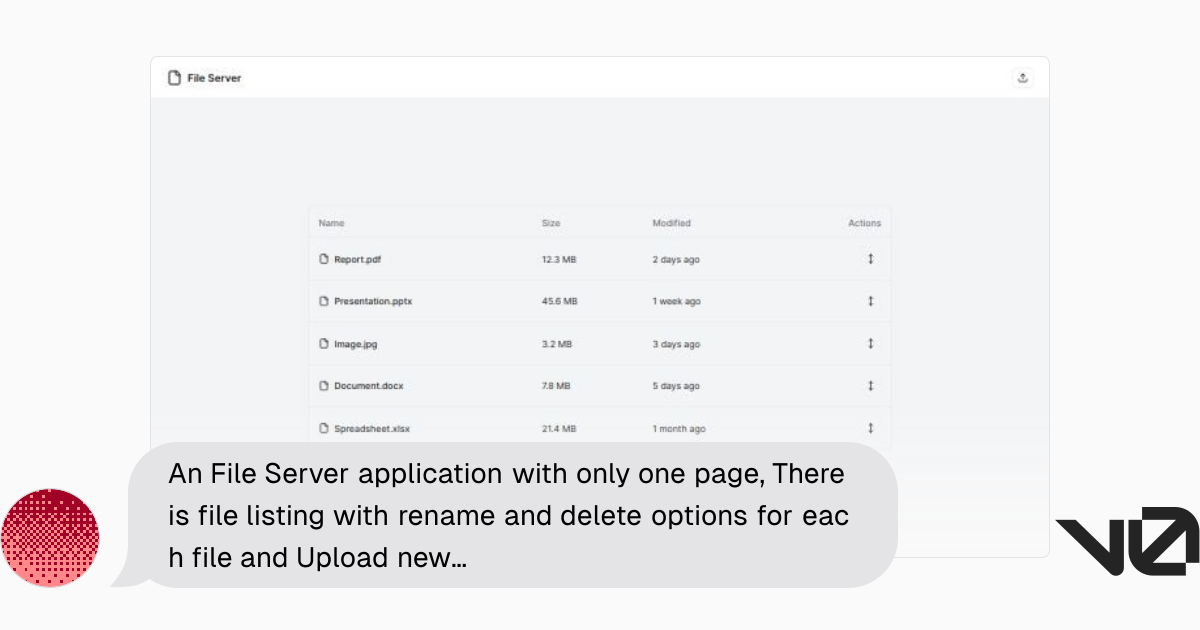 An File Server application with only one page, There is file listing ...