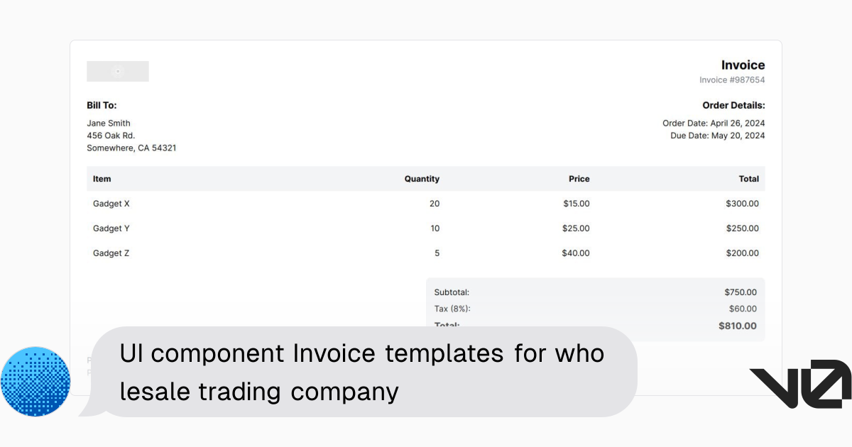 UI component Invoice templates for wholesale trading company | A shadcn ...