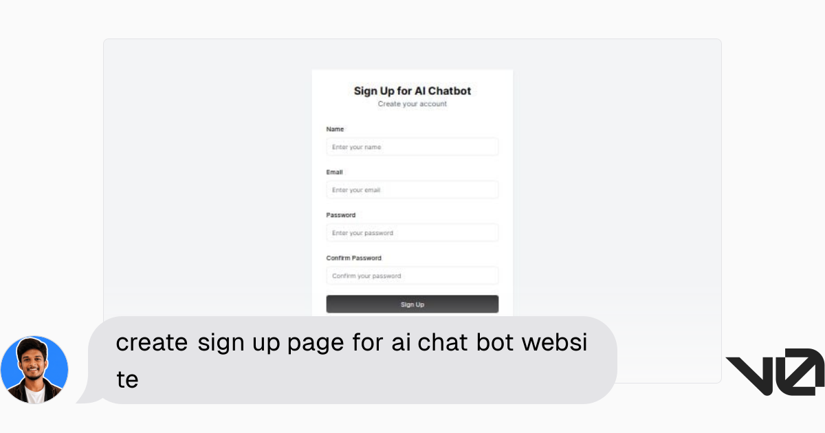 create sign up page for ai chat bot website | A shadcn/ui and v0 ...