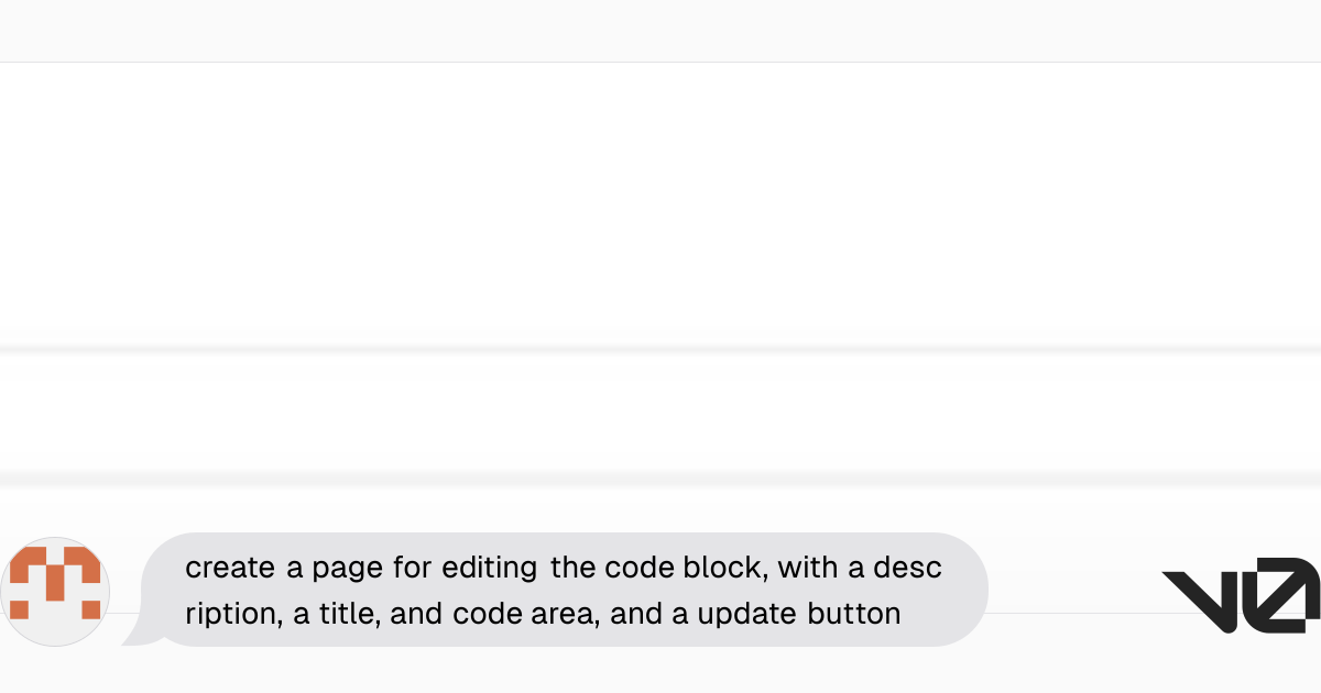 create a page for editing the code block, with a description, a title ...