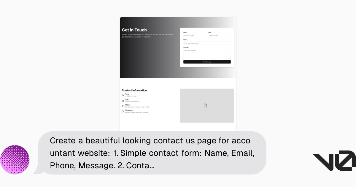 Create a beautiful looking contact us page for accountant website: 1 ...
