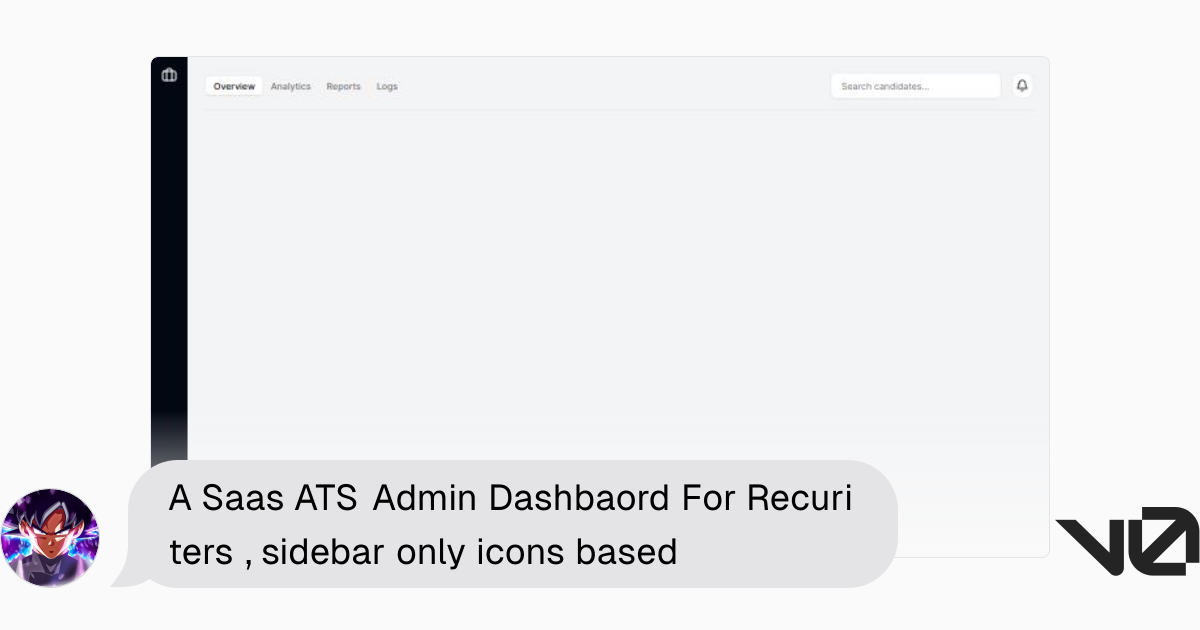 A Saas ATS Admin Dashbaord For Recuriters , sidebar only icons based ...