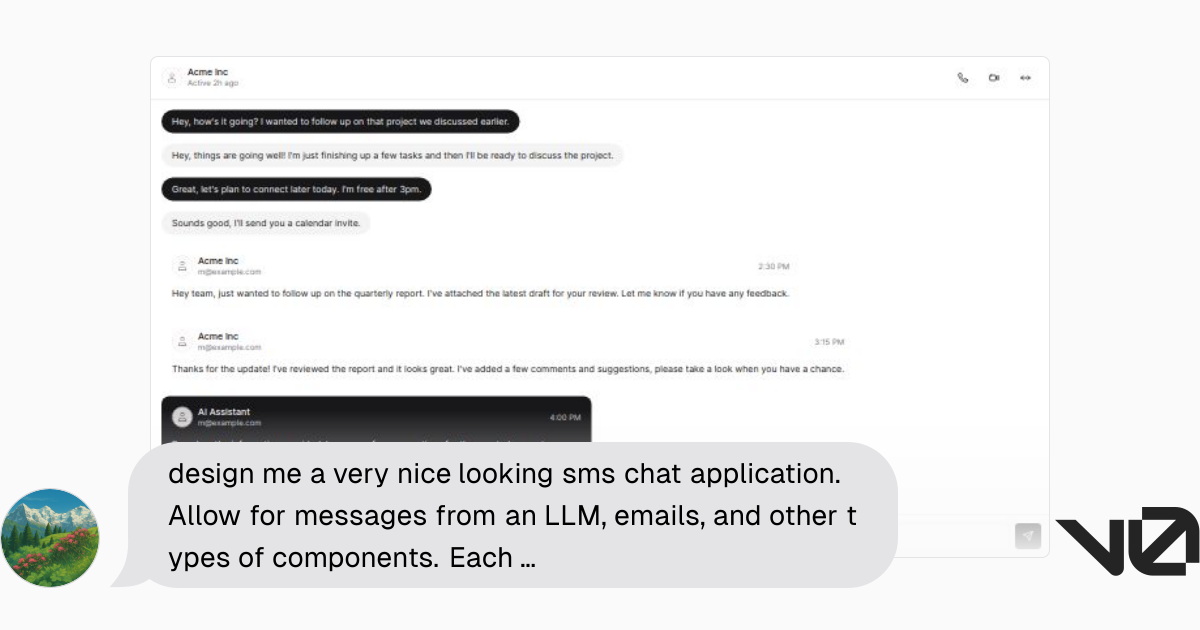 design me a very nice looking sms chat application. Allow for messages ...