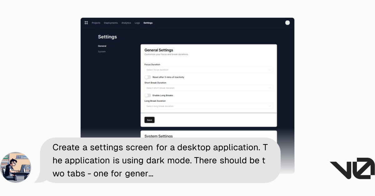 Create a settings screen for a desktop application. The application is ...