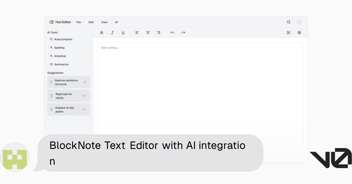 BlockNote Text Editor with AI integration | A shadcn/ui and v0 ...