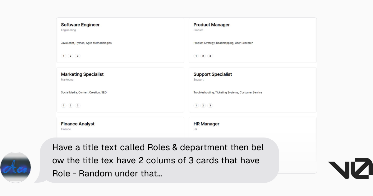 Have a title text called Roles & department then below the title tex ...