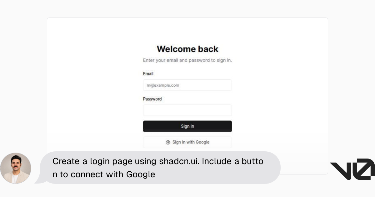 Create a login page using shadcn.ui. Include a button to connect with ...