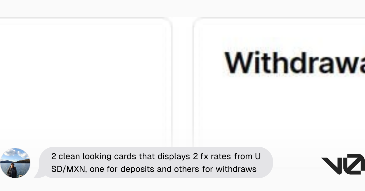 2 clean looking cards that displays 2 fx rates from USD/MXN, one for ...