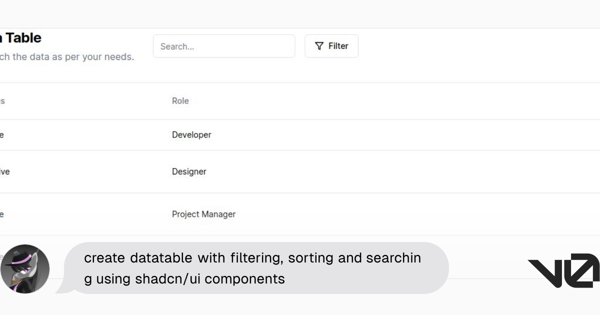 create datatable with filtering, sorting and searching using shadcn/ui ...