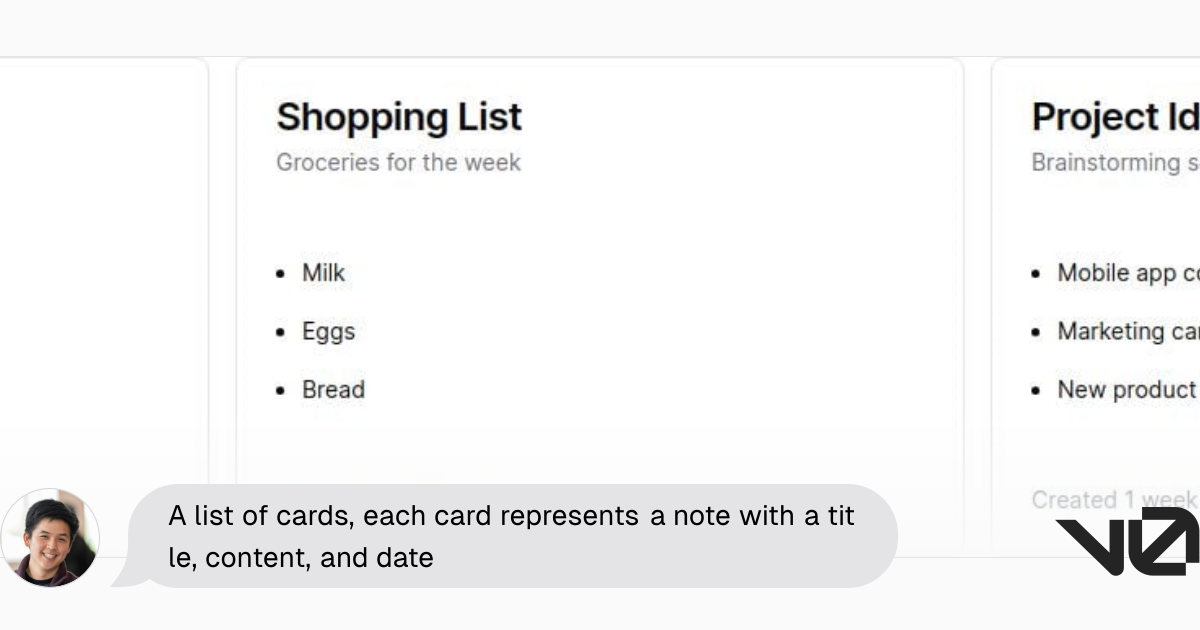 A list of cards, each card represents a note with a title, content, and ...