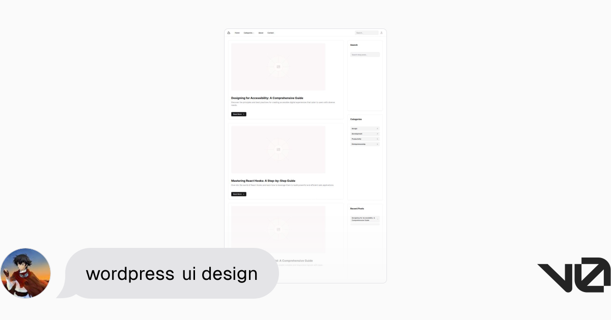 wordpress ui design | A shadcn/ui and v0 generation - v0