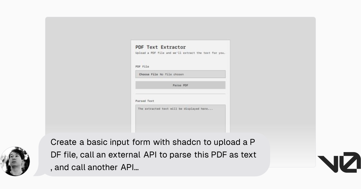 Create a basic input form with shadcn to upload a PDF file, call an ...