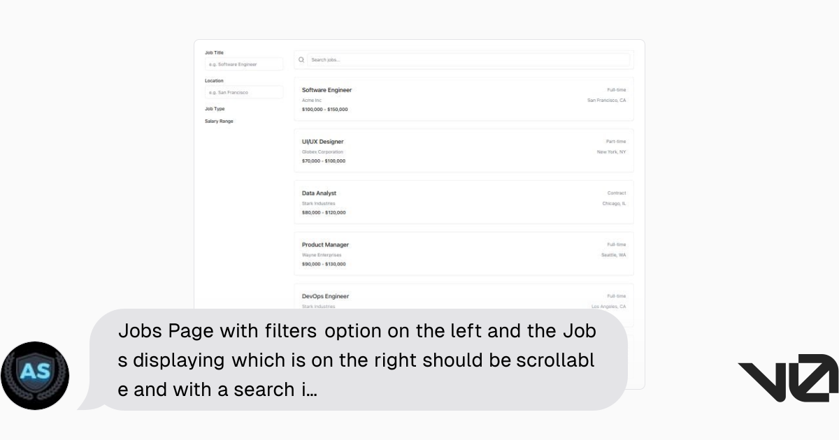 Jobs Page with filters option on the left and the Jobs displaying which ...