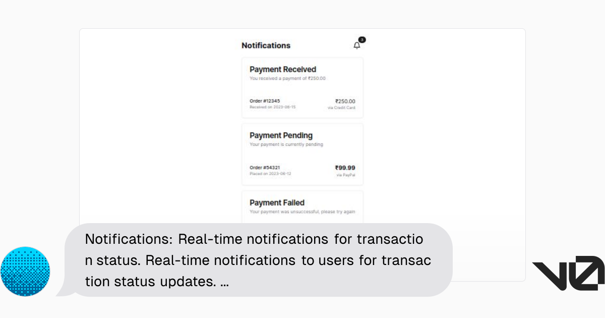 Notifications: Real-time notifications for transaction status. Real ...
