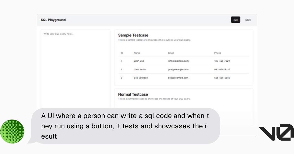 A UI where a person can write a sql code and when they run using a ...