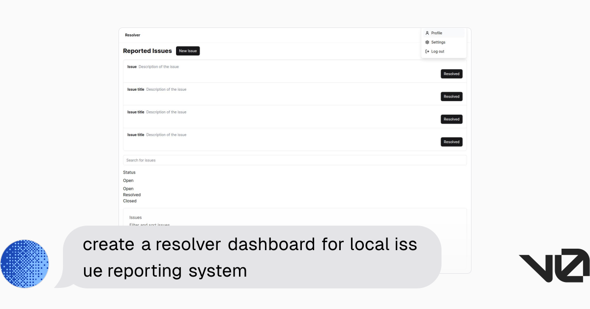 create a resolver dashboard for local issue reporting system | A shadcn ...