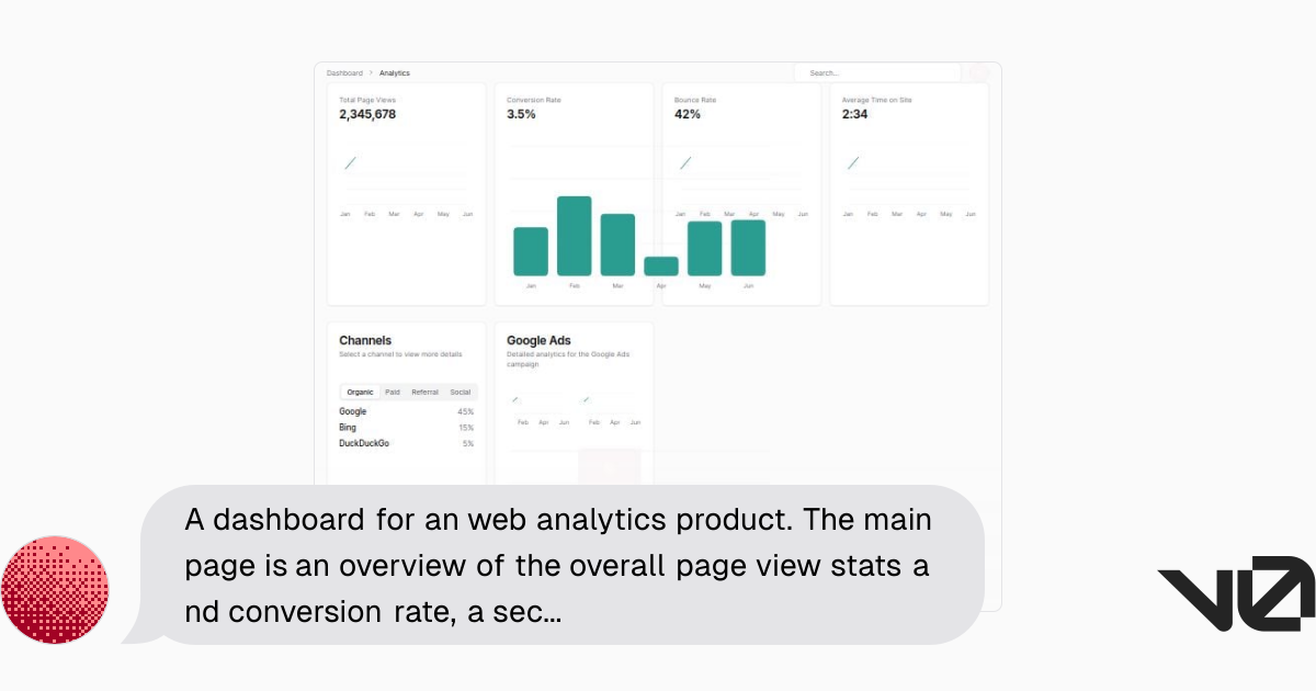 A dashboard for an web analytics product. The main page is an overview ...