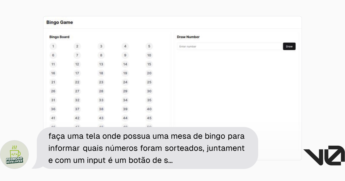 faça uma tela onde possua uma mesa de bingo para informar quais números ...