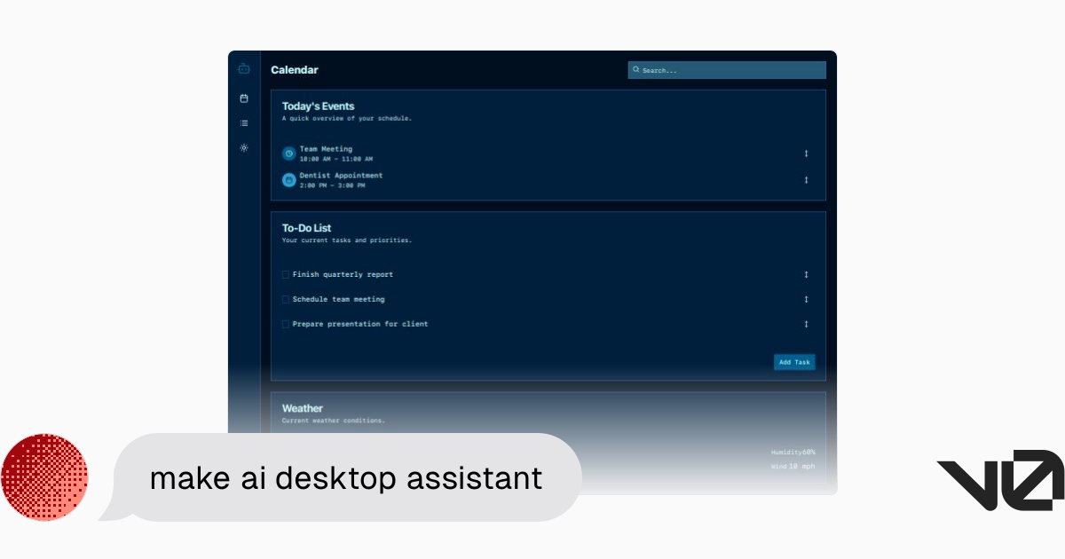 make ai desktop assistant | A shadcn/ui and v0 generation - v0
