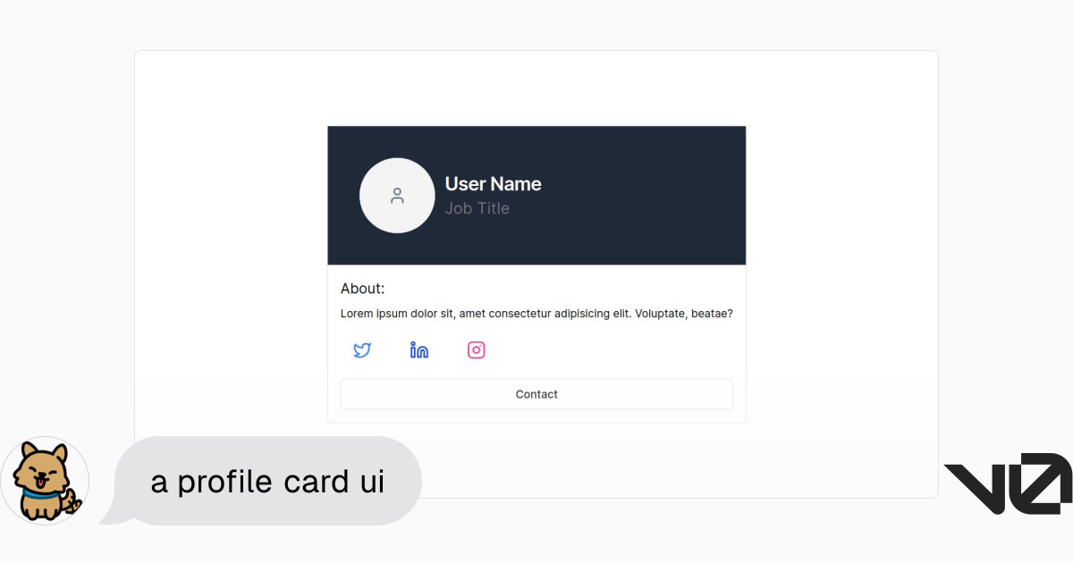 a profile card ui | A shadcn/ui and v0 generation - v0