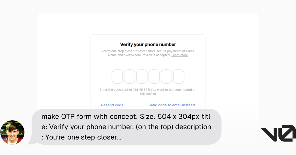 make OTP form with concept: Size: 504 x 304px title: Verify your phone ...