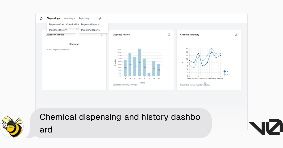Chemical dispensing and history dashboard | A shadcn/ui and v0 ...