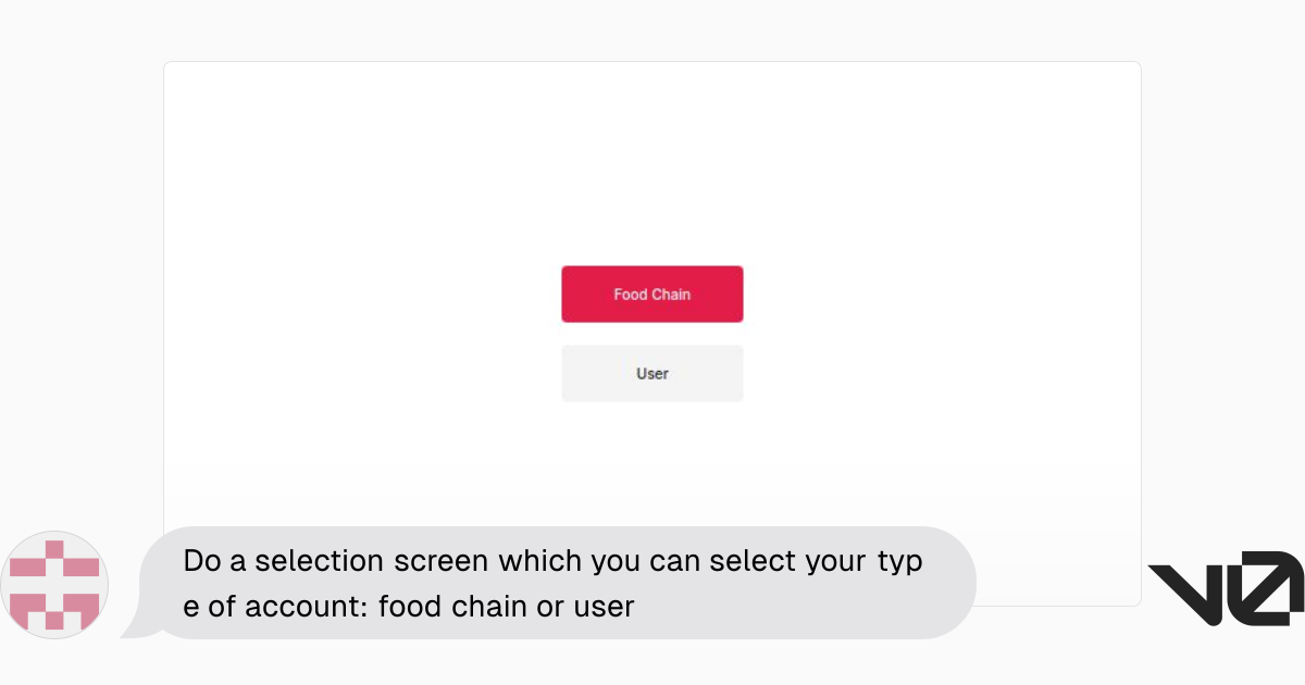 Do a selection screen which you can select your type of account: food ...