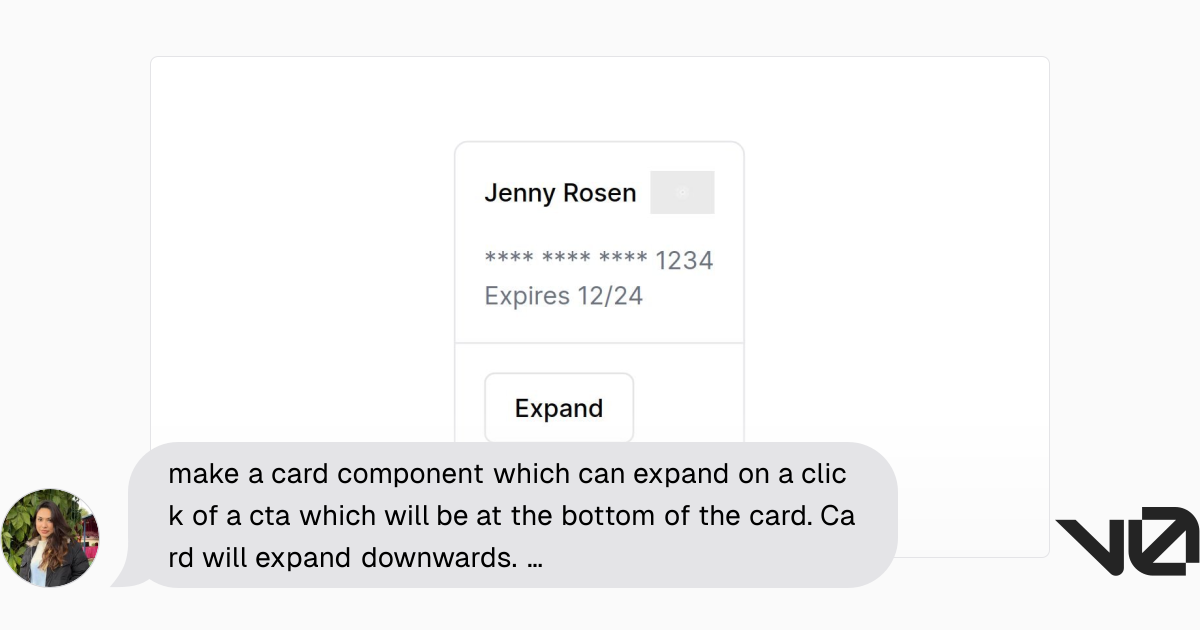 make a card component which can expand on a click of a cta which will ...