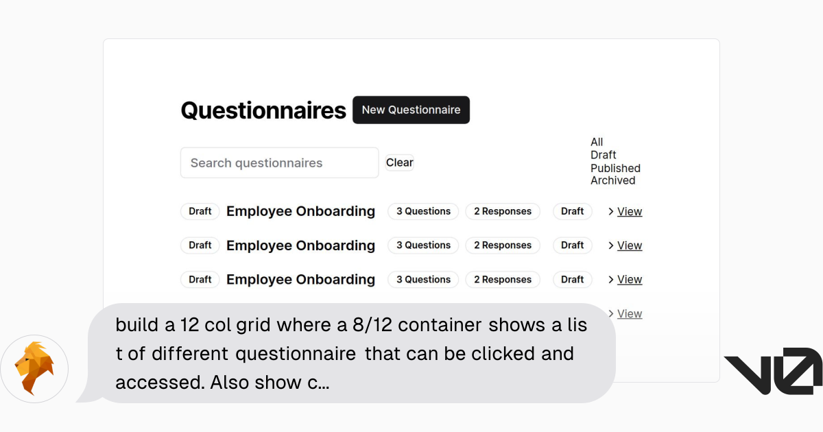 build a 12 col grid where a 8/12 container shows a list of different ...