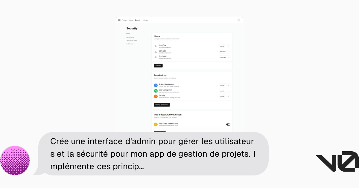 Crée une interface d'admin pour gérer les utilisateurs et la sécurité ...