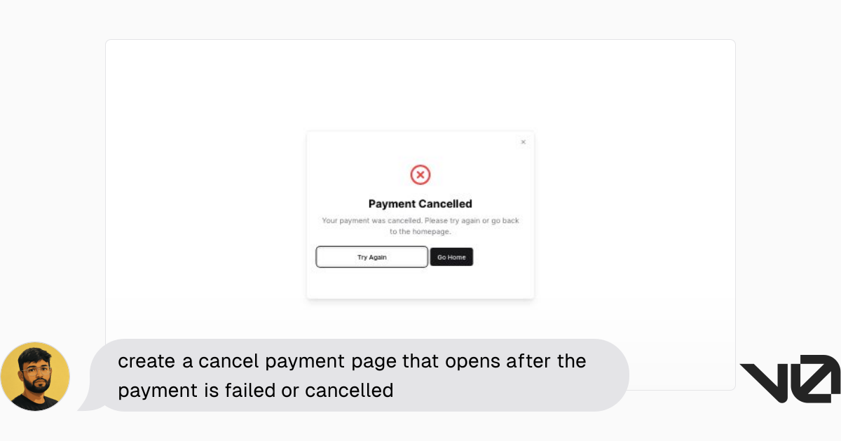 create a cancel payment page that opens after the payment is failed or ...