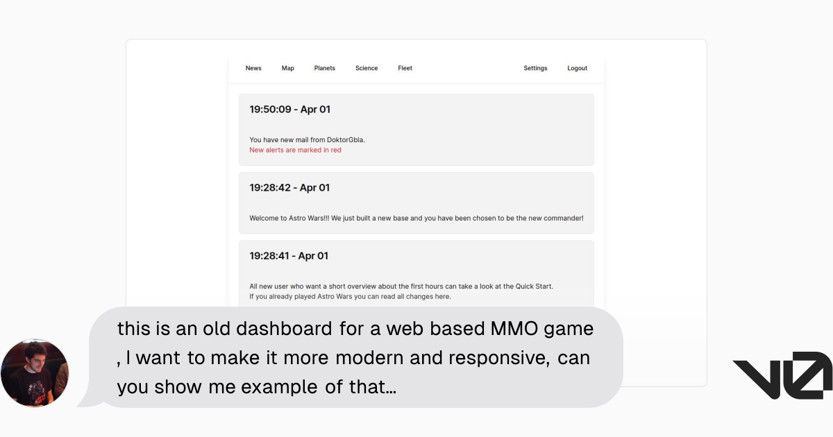 this is an old dashboard for a web based MMO game, I want to make it ...