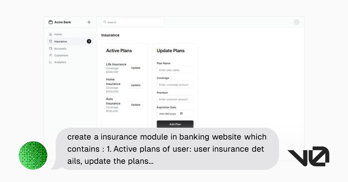 create a insurance module in banking website which contains : 1. Active ...