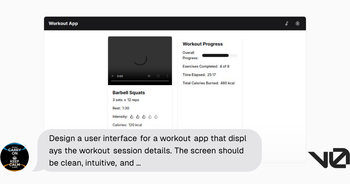 Design a user interface for a workout app that displays the workout ...