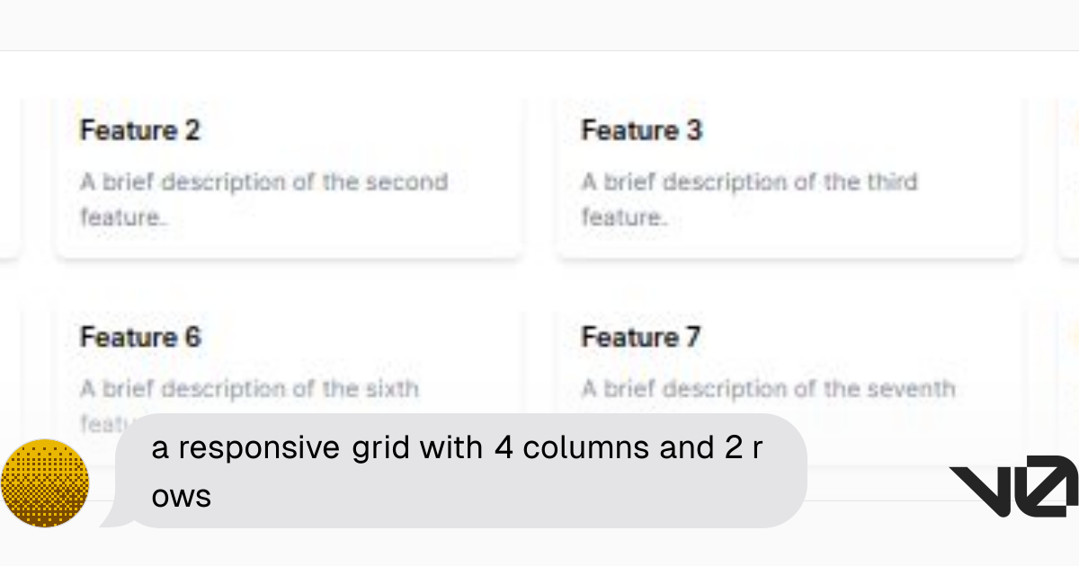 a responsive grid with 4 columns and 2 rows | A shadcn/ui and v0 ...
