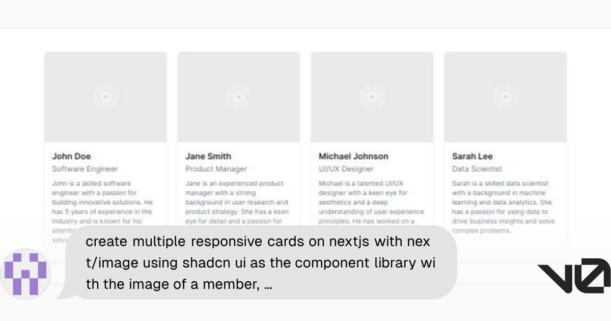 create multiple responsive cards on nextjs with next/image using shadcn ...