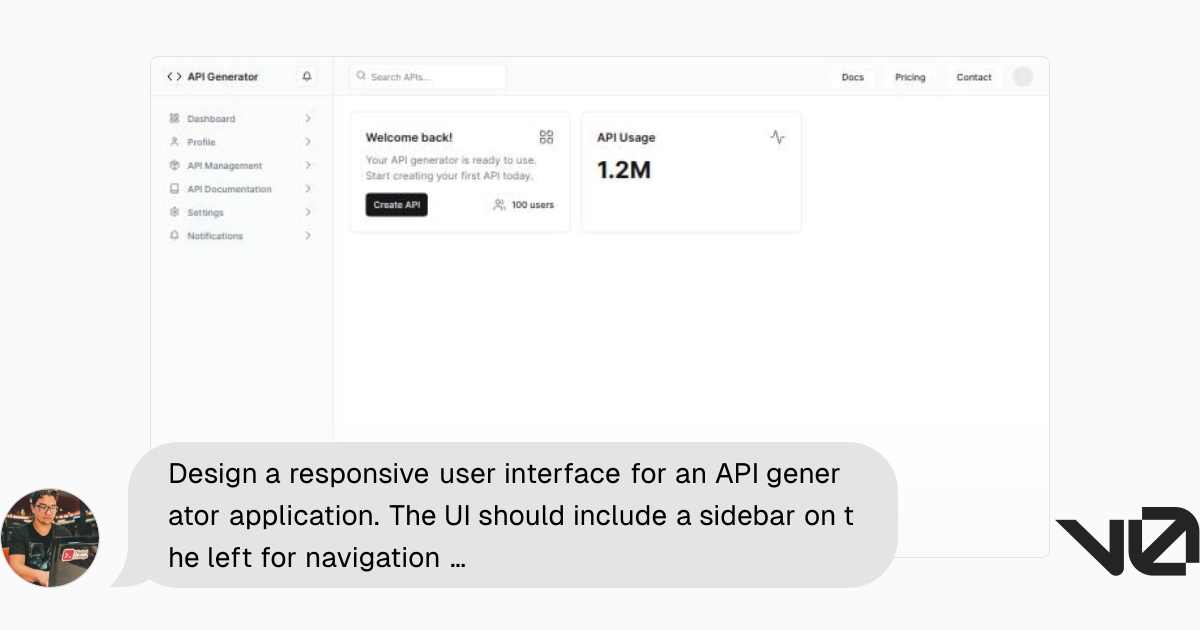Design a responsive user interface for an API generator application ...