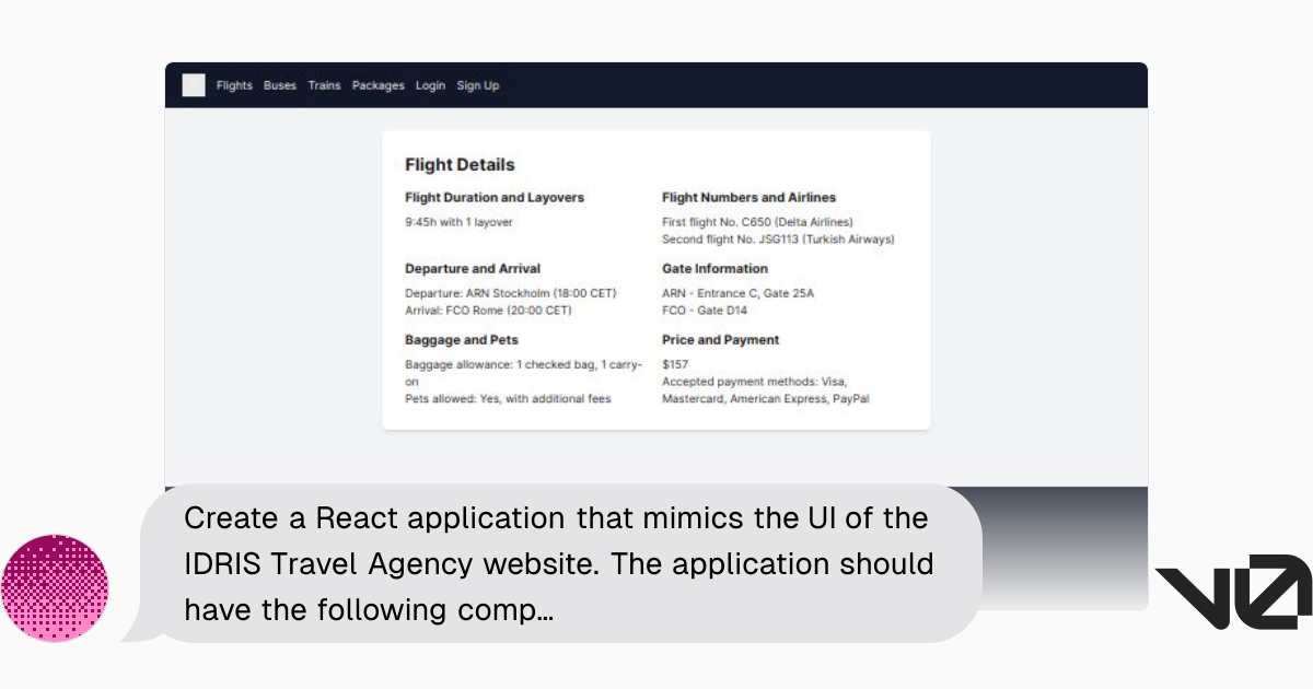 Create a React application that mimics the UI of the IDRIS Travel ...