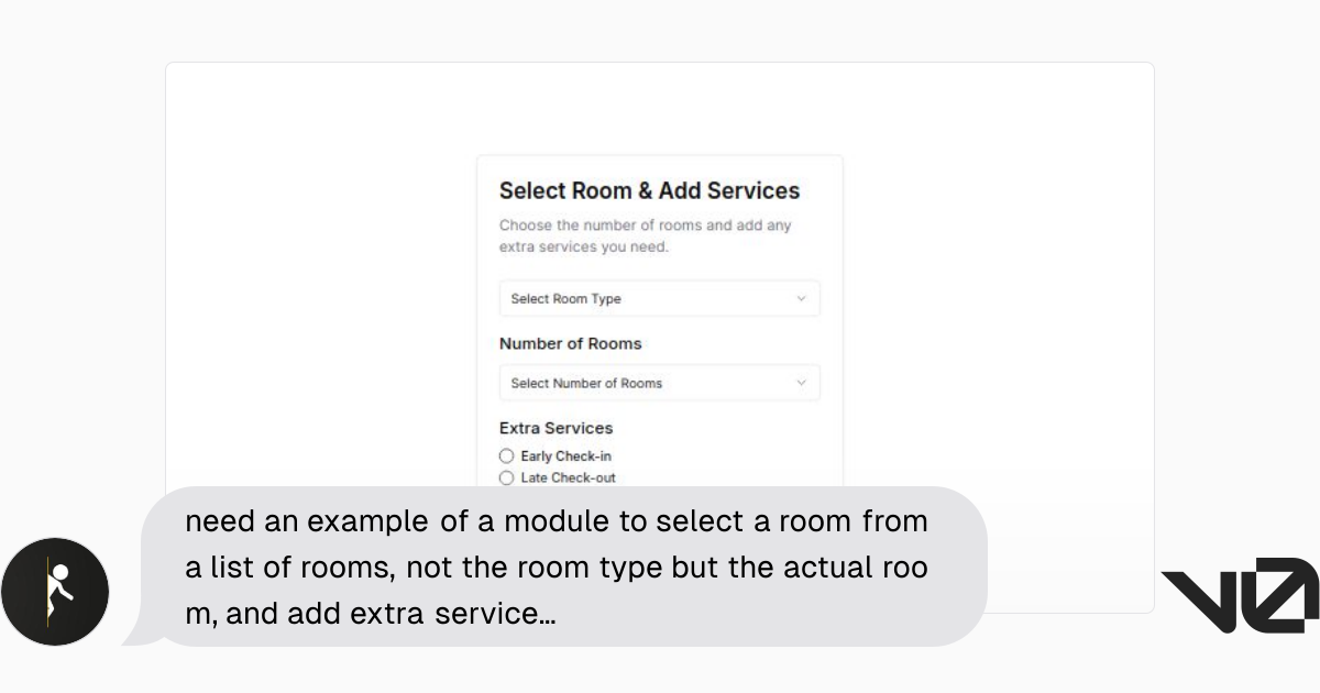 need an example of a module to select a room from a list of rooms, not ...