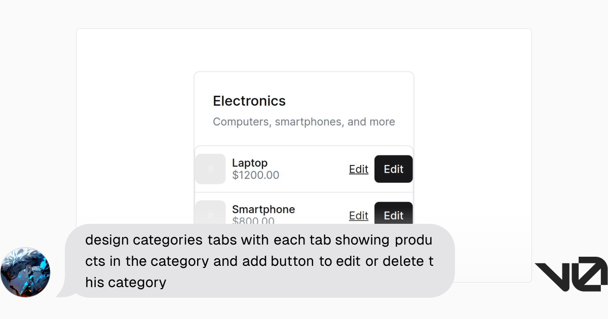 design categories tabs with each tab showing products in the category ...
