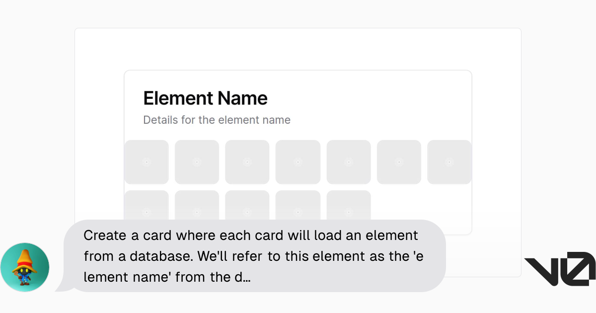 Create a card where each card will load an element from a database. We ...